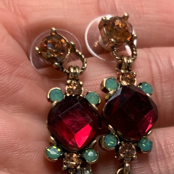 ✨ HP🎉Pink & Teal Crystal Drop Earrings✨ - Picture 6 of 9